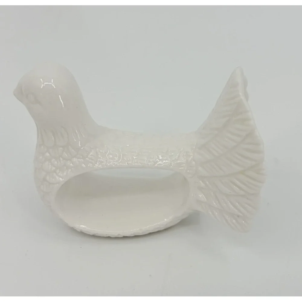 Vintage Shafford Design Dove Napkin Rings Set of 4 White Porcelain
